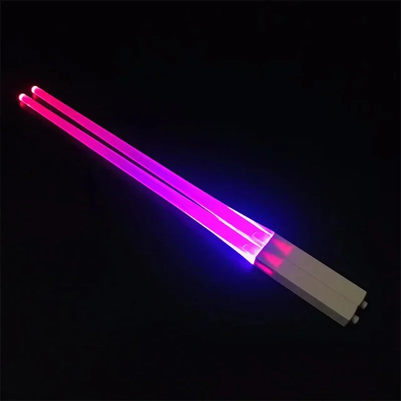 1 Pair LED Lightsaber Emits Light Chopsticks Reusable Washable and Removable Sushi Chopsticks Lightsaber Fun Glowing Chopsticks
