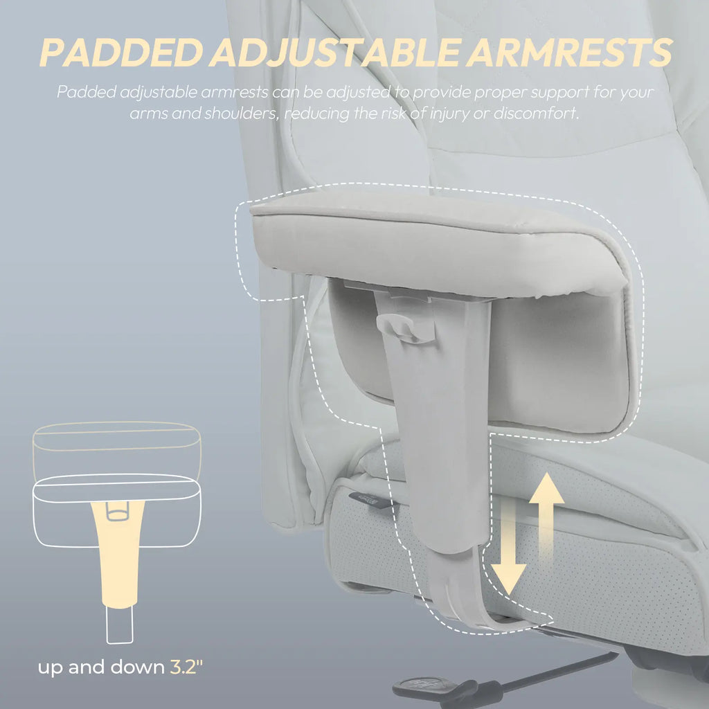 Dowinx Big and Tall Office Chair, with Pocket Spring Pad and Waist Support, High Back Computer Game Chair, Adjustable Armrests, Executive Office Chair, Foot Rest