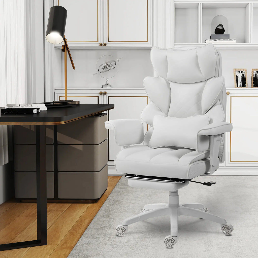 Dowinx Big and Tall Office Chair, with Pocket Spring Pad and Waist Support, High Back Computer Game Chair, Adjustable Armrests, Executive Office Chair, Foot Rest