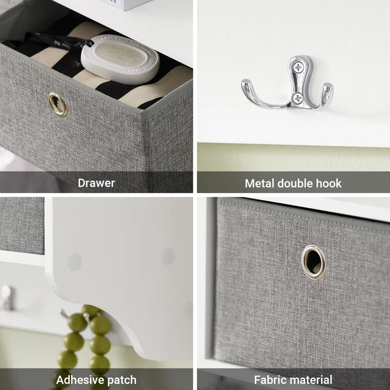 Huseyn Entryway Wall Mounted Coat Cubby Shelf with 5 Hooks