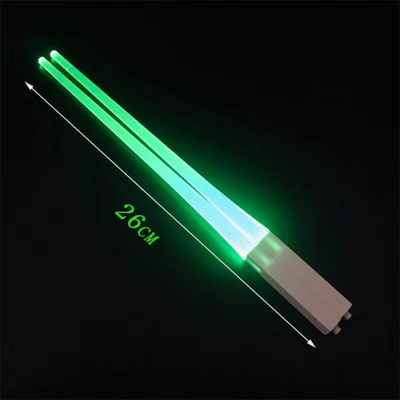 1 Pair LED Lightsaber Emits Light Chopsticks Reusable Washable and Removable Sushi Chopsticks Lightsaber Fun Glowing Chopsticks