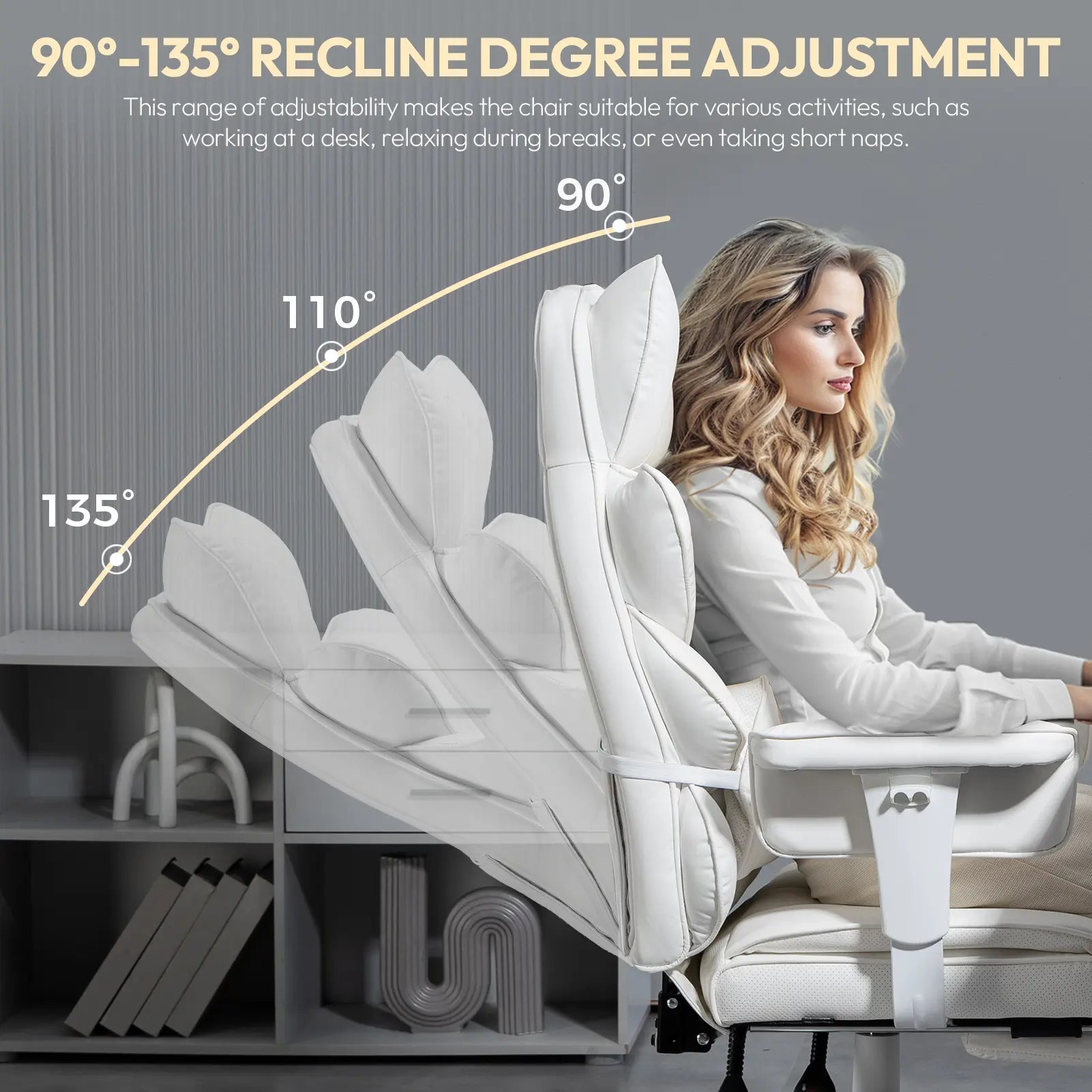 Dowinx Big and Tall Office Chair, with Pocket Spring Pad and Waist Support, High Back Computer Game Chair, Adjustable Armrests, Executive Office Chair, Foot Rest