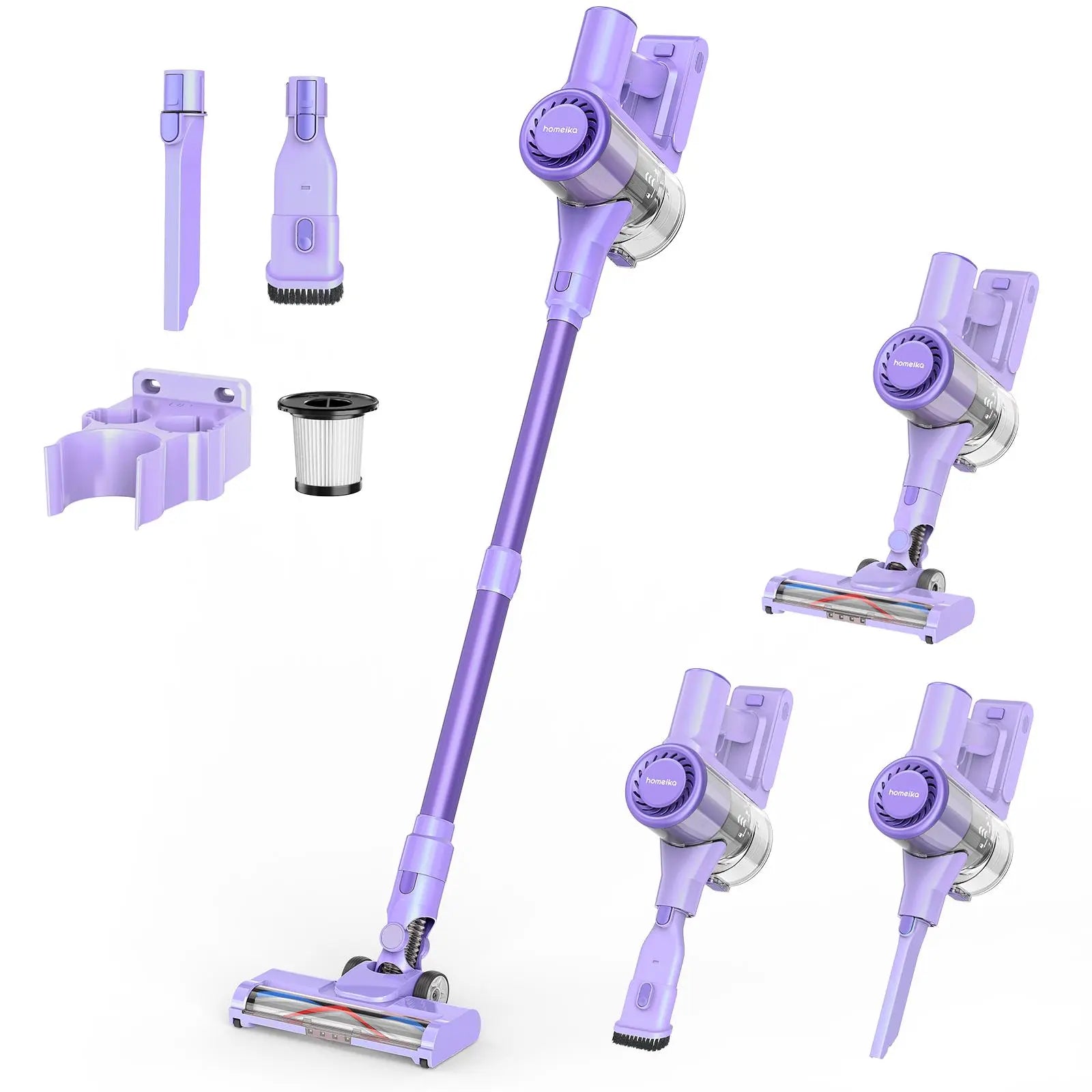 Homeika Cordless Vacuum Cleaner-H318, 300W 23Kpa Lightweight Stick Vacuum with 48Mins Runtime Battery, 3 Suction, LED Display, Powerful Vacuum Cleaner with Sofa Brush for Hard Floor/Carpet/Pet Hair/Car