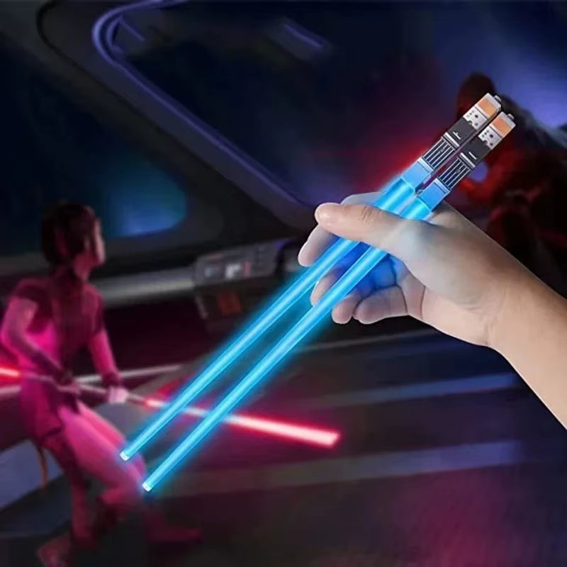 1 Pair LED Lightsaber Emits Light Chopsticks Reusable Washable and Removable Sushi Chopsticks Lightsaber Fun Glowing Chopsticks