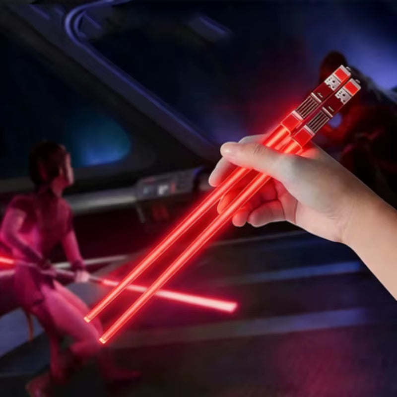 1 Pair LED Lightsaber Emits Light Chopsticks Reusable Washable and Removable Sushi Chopsticks Lightsaber Fun Glowing Chopsticks