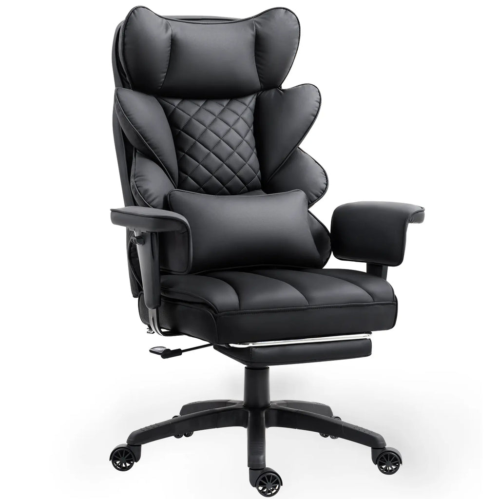 Dowinx Big and Tall Office Chair, with Pocket Spring Pad and Waist Support, High Back Computer Game Chair, Adjustable Armrests, Executive Office Chair, Foot Rest