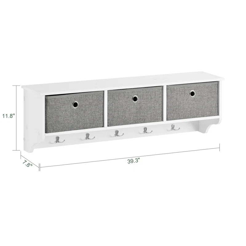 Huseyn Entryway Wall Mounted Coat Cubby Shelf with 5 Hooks