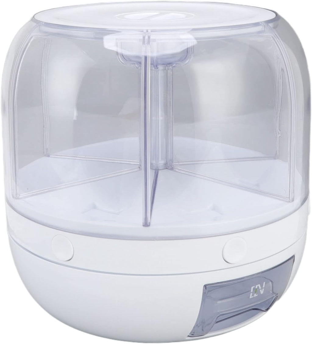 6 Grid Rice & Grain Storage Container, 360° Rotating Dry Food Dispenser Grain Food Storage Box Rice Bucket with Lid Household for Home Kitchen (5Kg)