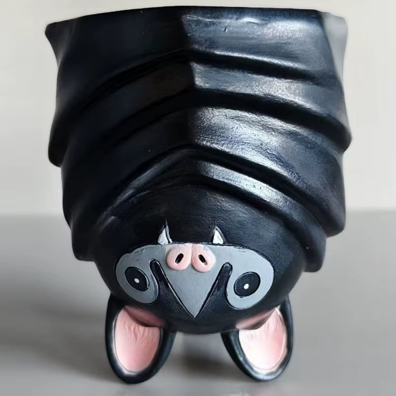 Cute Upside down Bat Mug Handmade Novelty Animal Mug 3D Inverted Bat Coffee Tea Mug with Stable Weighted Base