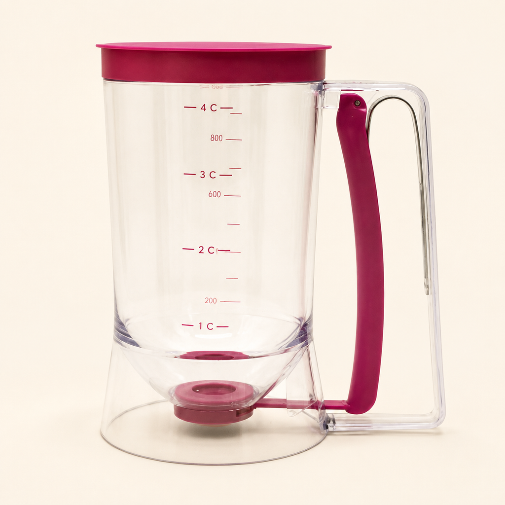 900ml Batter Dispenser with Portion Control – Pancake, Cupcake & Waffle Mixing Funnel