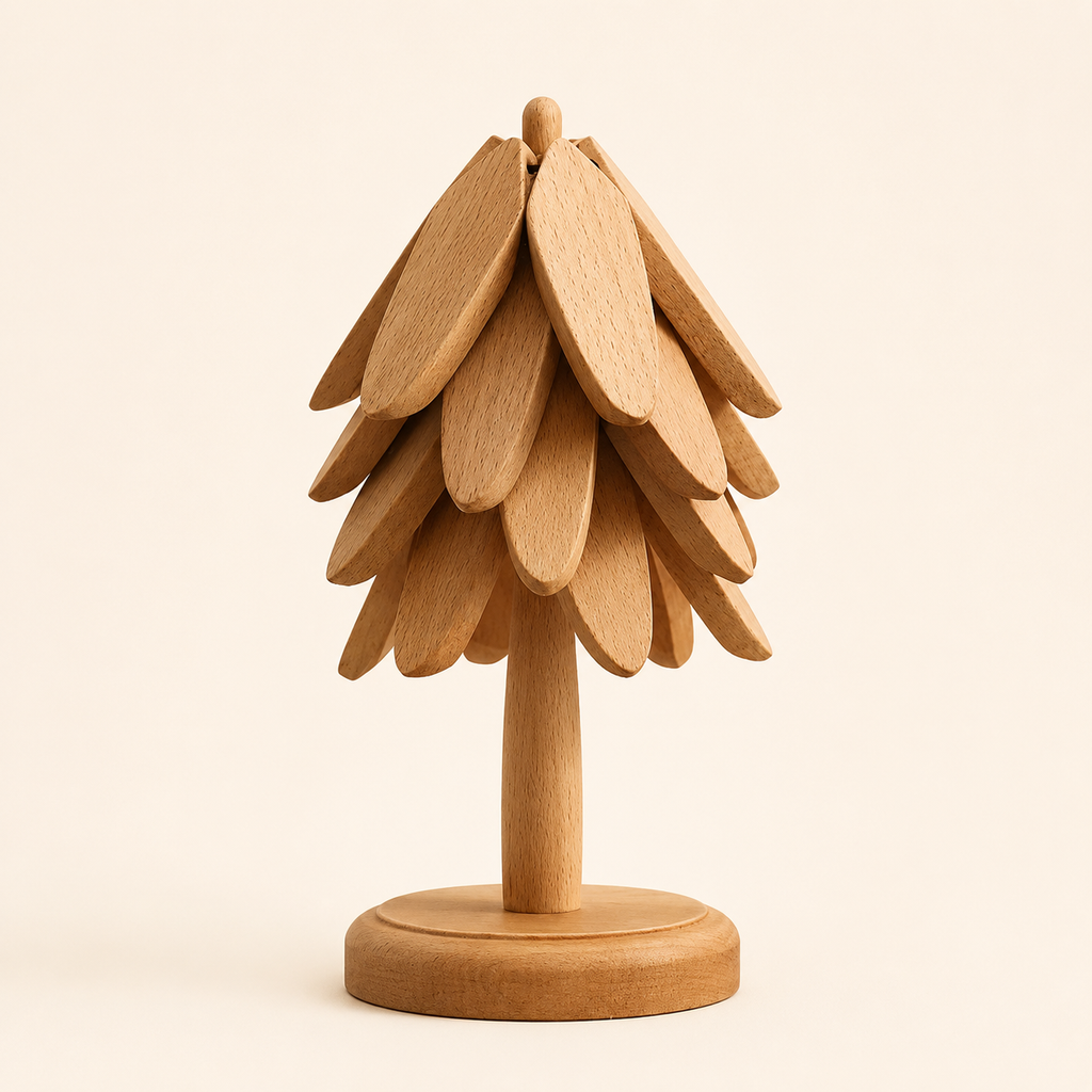 Foldable Wood Tree Coaster Set | Wooden Heat-Resistant Drink Coasters & Table Decor