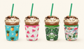 4-Pack Reusable Iced Coffee Sleeves – Fruit Print Cup Insulators for 16–20 oz Cold Drinks