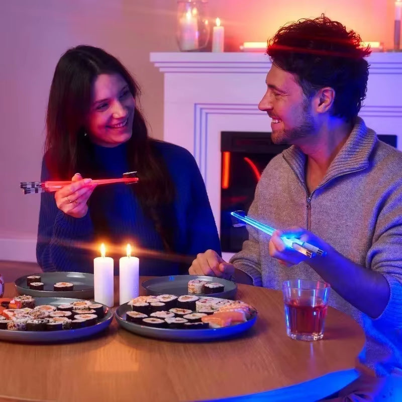 1 Pair LED Lightsaber Emits Light Chopsticks Reusable Washable and Removable Sushi Chopsticks Lightsaber Fun Glowing Chopsticks
