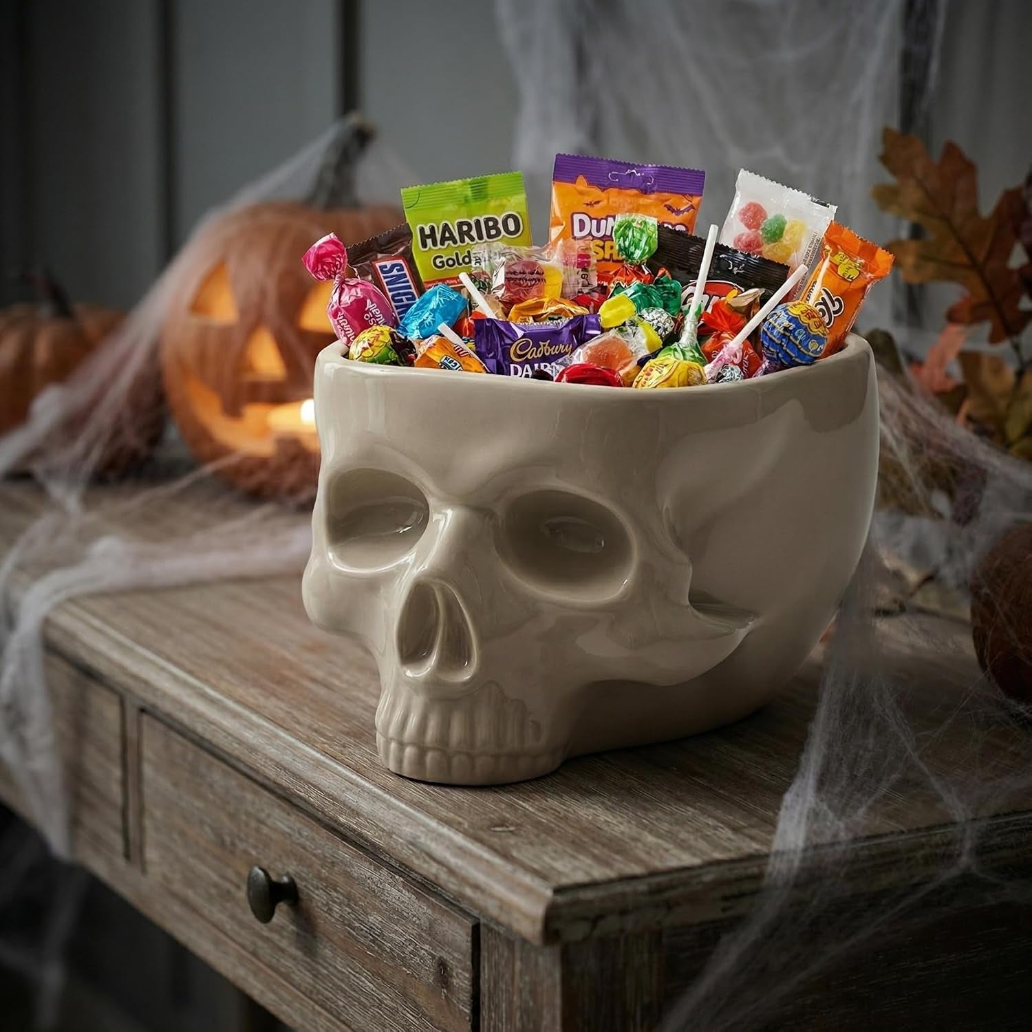 Gothic Skull Bowl – Large 17Oz/500Ml Ceramic Food-Safe Candy Bowl, Dishwasher & Microwave Safe – Halloween Decor, Unique Gothic Gift, Cereal Ice Cream Serving Bowl for Dark Aesthetic Home