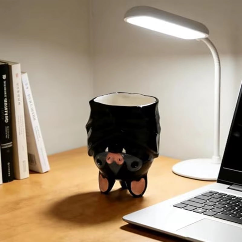 Cute Upside down Bat Mug Handmade Novelty Animal Mug 3D Inverted Bat Coffee Tea Mug with Stable Weighted Base