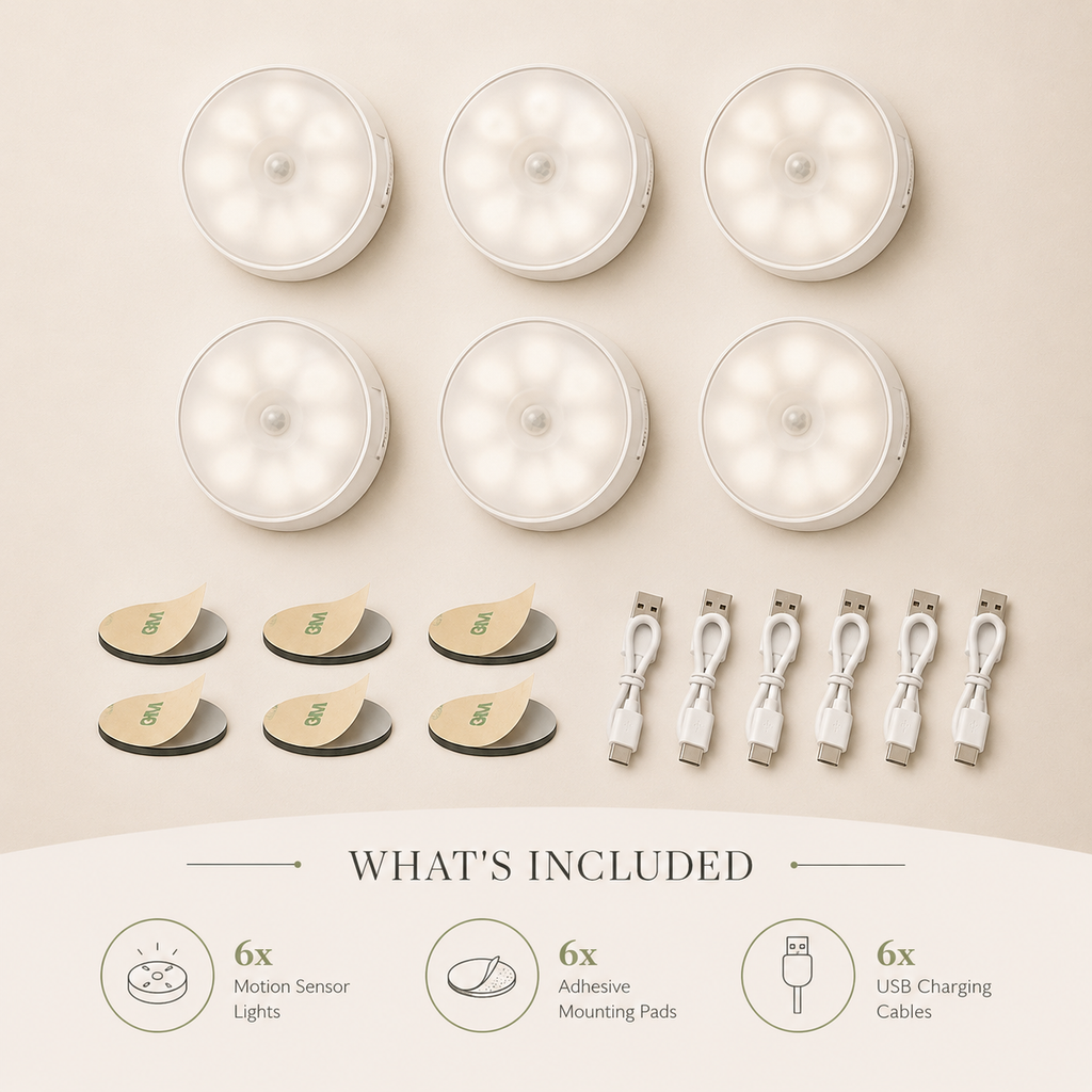 MotionGlow™ Rechargeable Sensor Light (Set of 6)