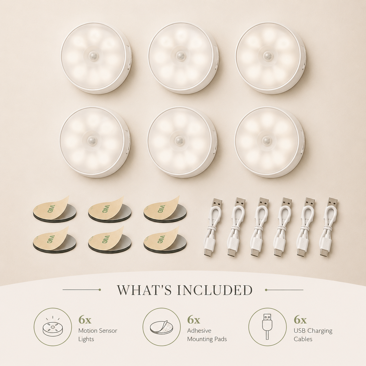 MotionGlow™ Rechargeable Sensor Light (Set of 6)