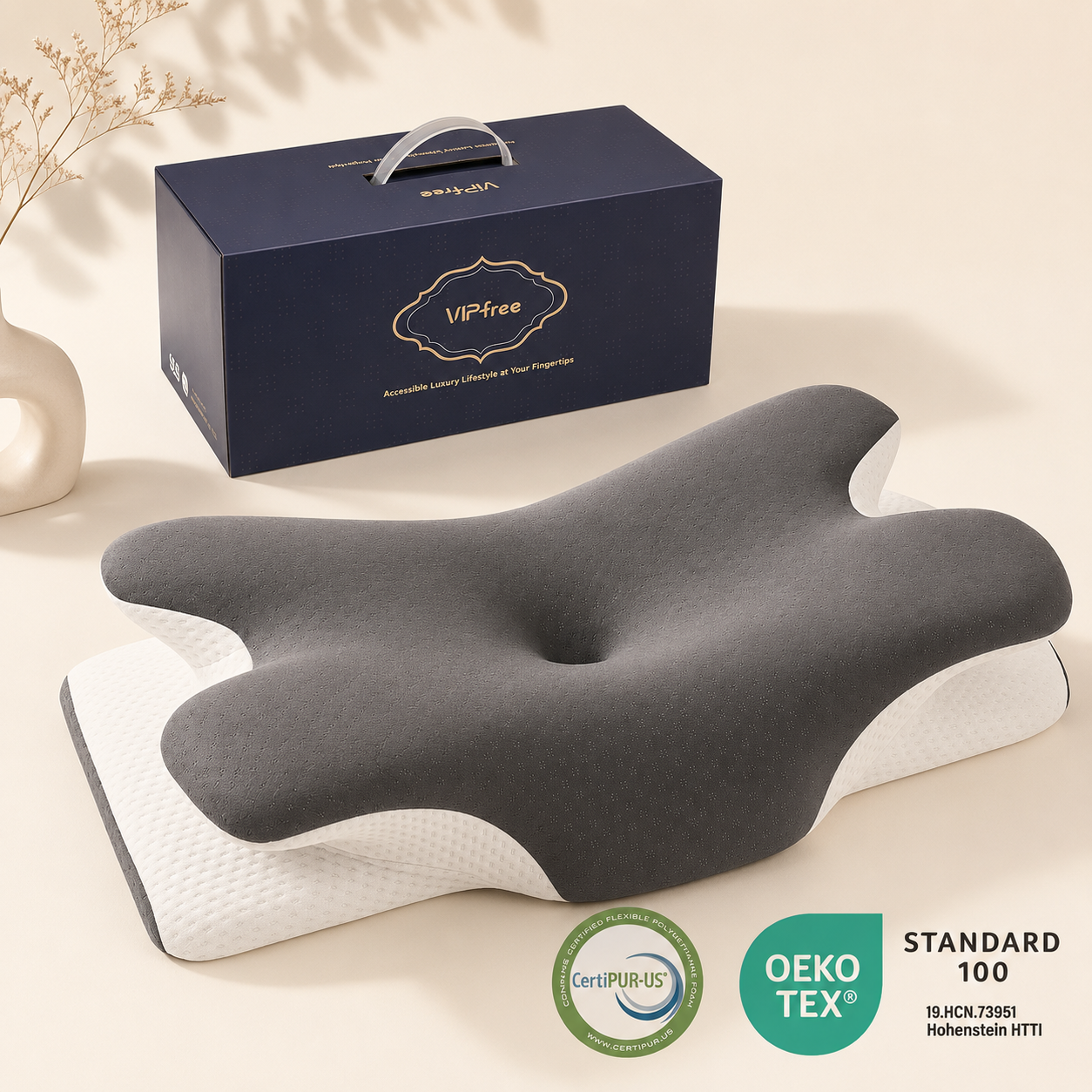 Ergonomic Cooling Memory Foam Neck Pillow | Adjustable Cervical Support for Better Sleep & Neck Pain Relief