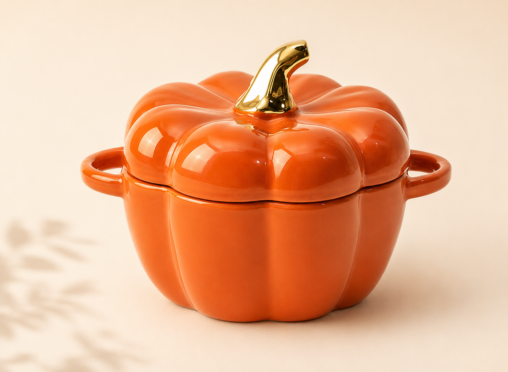 Ceramic Pumpkin Dutch Oven Bowl with Lid