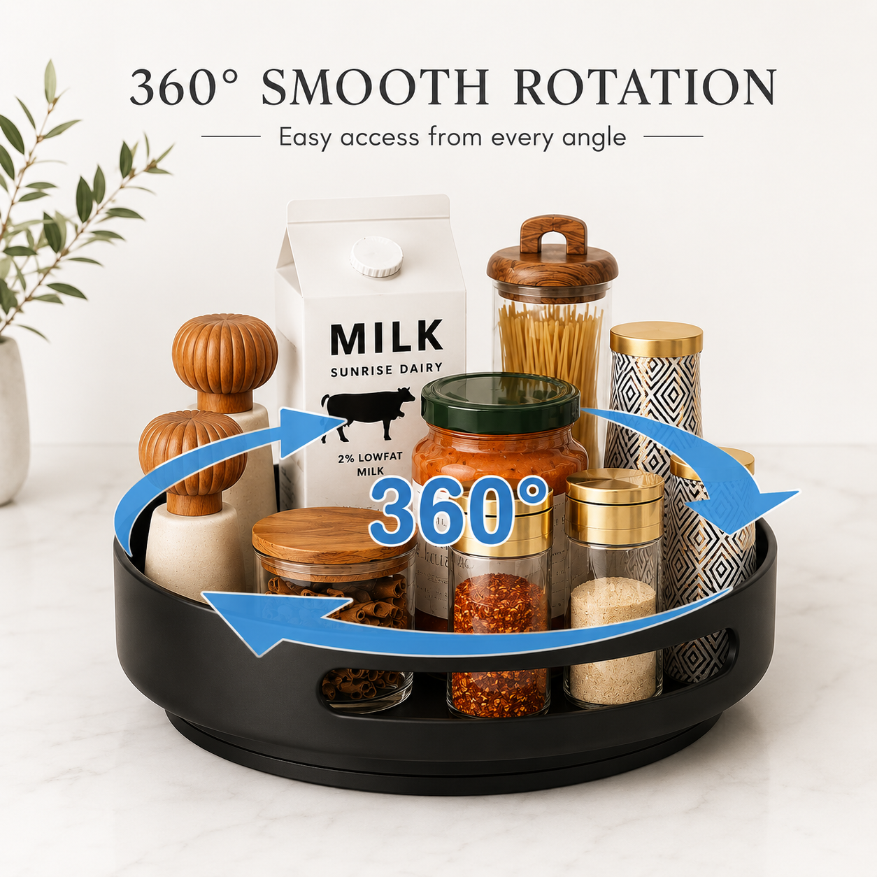 360° Rotating Spice Organizer Turntable Storage Tray