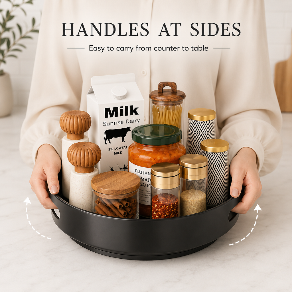 360° Rotating Spice Organizer Turntable Storage Tray