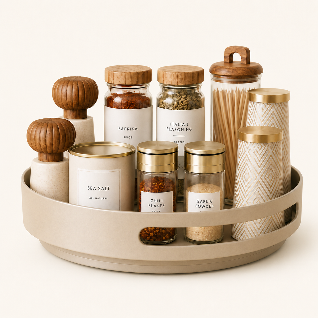 360° Rotating Spice Organizer Turntable Storage Tray