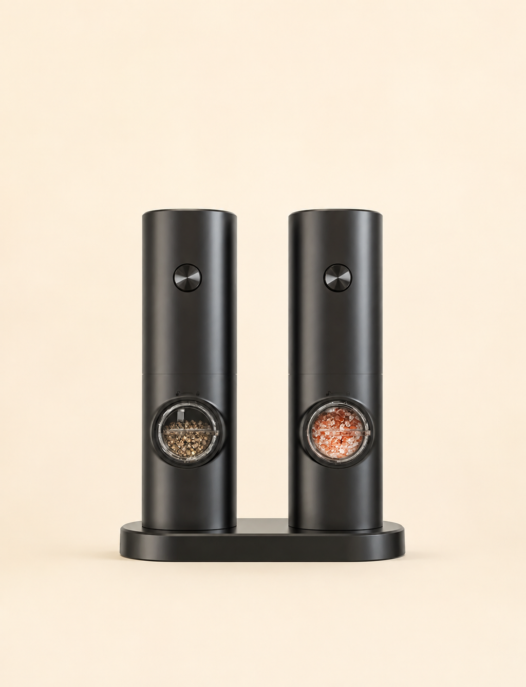 Electric Salt and Pepper Seasoning Grinder Set, 1- or 2-Count Battery-Powered Adjustable Grinder with LED Light, Base & Brush, Kitchen Gadget Gift, Kitchenware, Batteries Not Included #GLOBAL PICKS