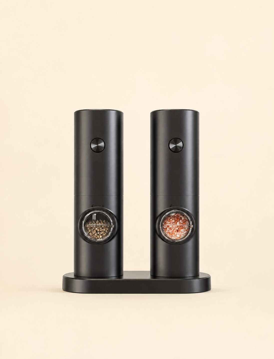 Electric Salt and Pepper Seasoning Grinder Set, 1- or 2-Count Battery-Powered Adjustable Grinder with LED Light, Base & Brush, Kitchen Gadget Gift, Kitchenware, Batteries Not Included #GLOBAL PICKS