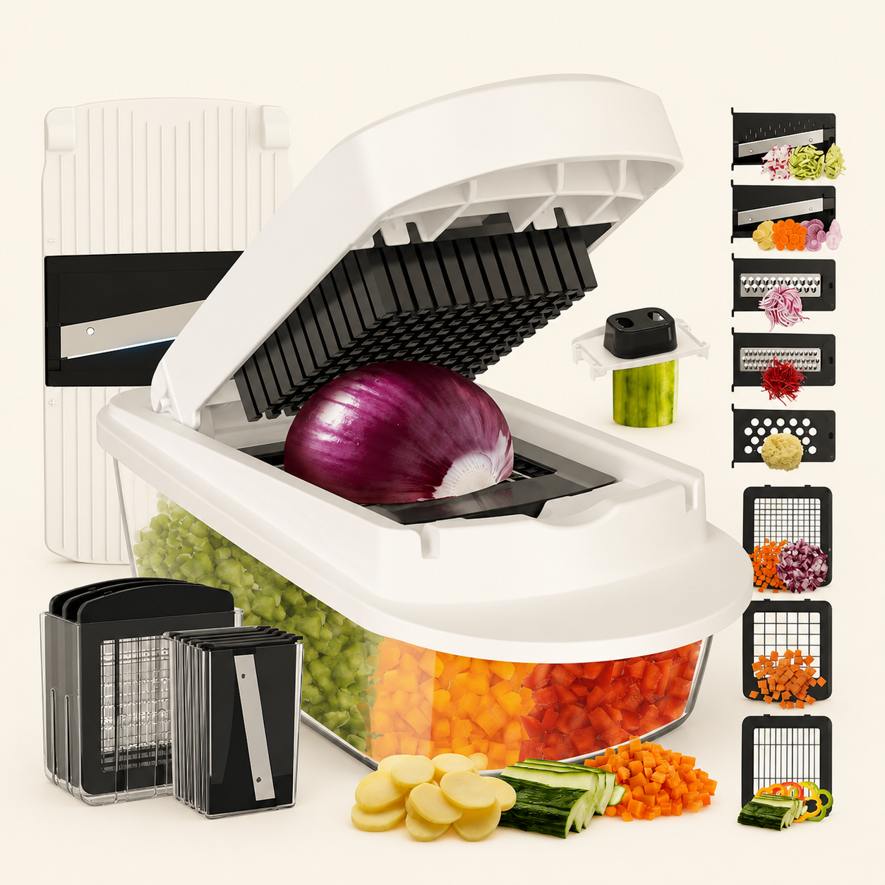 8-in-1 Vegetable Chopper & Mandoline Slicer with Container